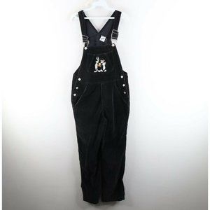 Vintage 90s Warner Bros Small Velour Bugs Bunny Tweety Bird Overalls Black